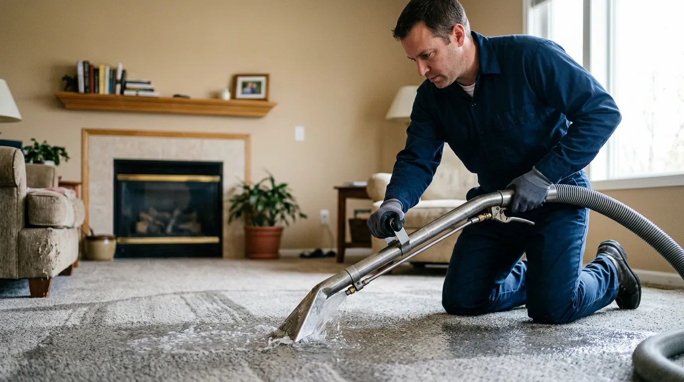 Water damage restoration technician working near Saint Stephens Church, VA